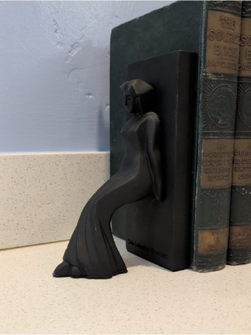 Chris Collicott Bookends Pair Man Woman Sculpture Black Art Deco Cubist Realism - Picture 4 of 16